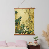 Art Deco Art Chinoiserie Botanicale Wandteppich Mit Holzrahmen (Schlafzimmer)
