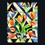 Art Deco Art Deco Poster<br><div class="desc">Künstlerische Art Deco Stil Tulips ist ein geometrisches Bild von roten Frühlingsblumen auf einem blauen Hintergrund. Ein dramatisches und extravagantes Design für Geburtstage, Jubiläen und nationalen Tulpentag: für Gärtner, Floristen und Tulpenliebhaber. Tulips sind ideal für den 11. Hochzeitstag, die Geburtstage im Juli, den nationalen Tulpentag und den Muttertag: perfekte Eleganz...</div>