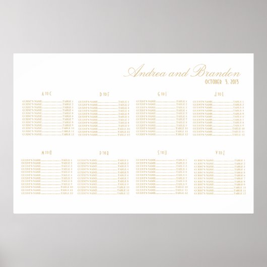 Art Deco Art Hochzeitsdiagramm Poster (Vorne)