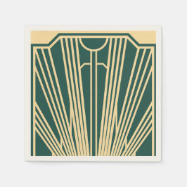 Art Deco Art Nouveau Gestreift Goldfarben Grün Serviette