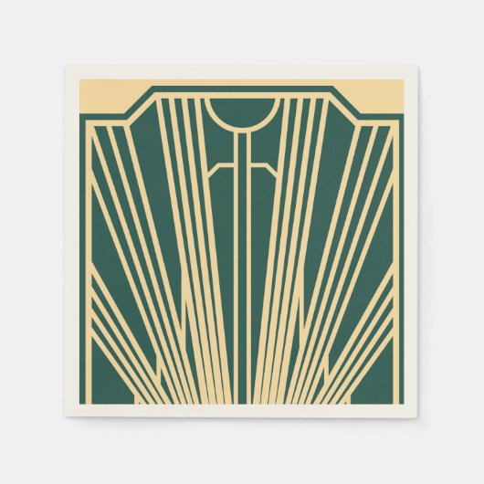 Art Deco Art Nouveau Gestreift Goldfarben Grün Serviette (Vorderseite)