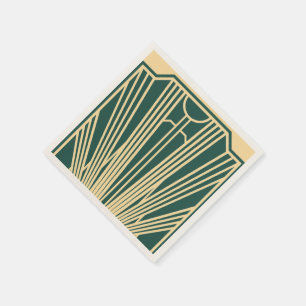 Art Deco Art Nouveau Gestreift Goldfarben Grün Serviette