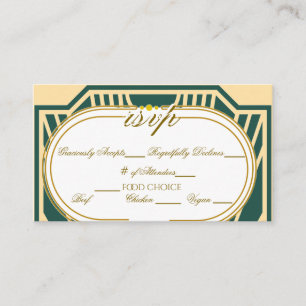 Art Deco Art Nouveau gestreifte goldfarbene RSVP Begleitkarte