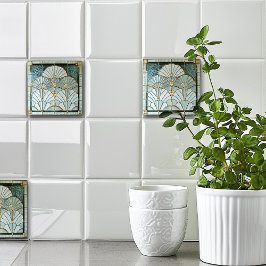 Art Deco Art Nouveau Green Gold Elegant Pretty Fliese