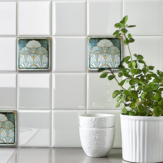 Art Deco Art Nouveau Green Gold Elegant Pretty Fliese