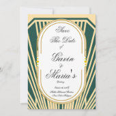 Art Deco Art Nouveau Striped Gold Tone Modern  Einladung (Vorderseite)