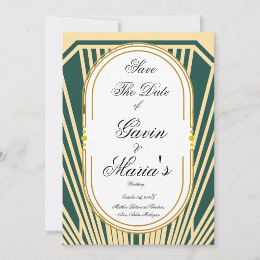 Art Deco Art Nouveau Striped Gold Tone Modern  Einladung (Vorderseite)