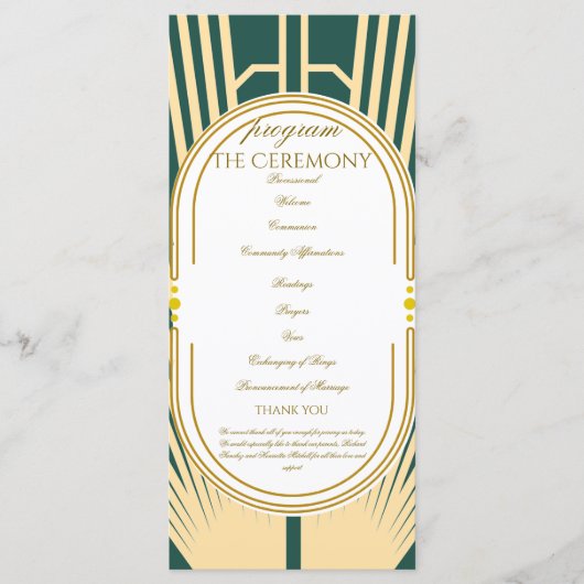 Art Deco Art Nouveau Striped Gold Tone Program (Vorderseite)