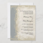 Art Deco Art Peacock Grau Vintage Spitze Einladung (Rückseite)