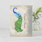 Art Deco Art Peacock Grau Vintage Spitze Einladung (Stehend Vorderseite)