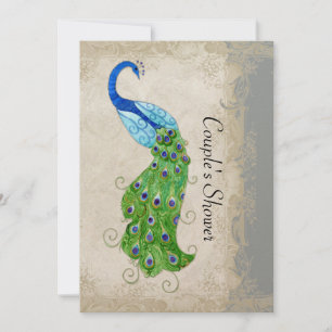 Art Deco Art Peacock Grau Vintage Spitze Einladung
