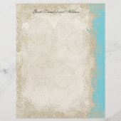 Art Deco Art Peacock Türkis Vintage Spitze Flyer (Hinten)