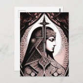 Art Deco Art Warrior Woman Postkarte (Vorne/Hinten)