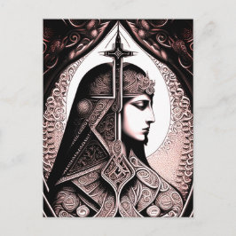 Art Deco Art Warrior Woman Postkarte