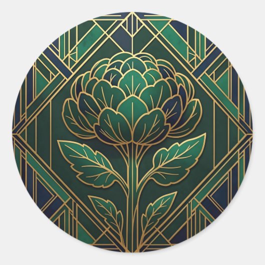Art Deco Artischocke Runder Aufkleber (Vorderseite)