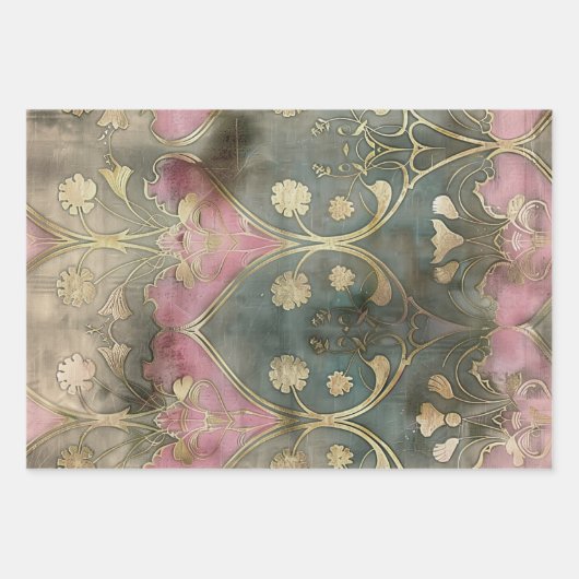 Art Deco Ästhetik Schweres Gewicht Decoupage Geschenkpapier Set (Vorderseite 3)