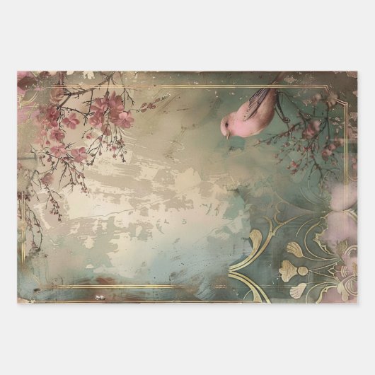 Art Deco Ästhetik Schweres Gewicht Decoupage Geschenkpapier Set (Vorderseite 2)