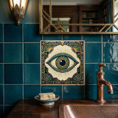 Art Deco Auge Anatomisch Grün Blau Gold Fliese