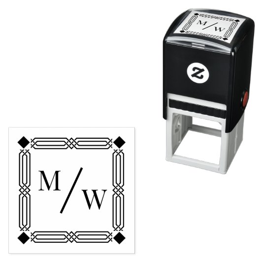 Art Deco aus Paar 2 Initial Monogram Diag Spacer Permastempel (Beispiel)