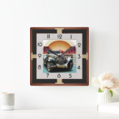 Art-Deco-Auto Quadratische Wanduhr (Zuhause)