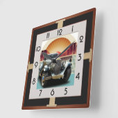 Art-Deco-Auto Quadratische Wanduhr (Winkel)