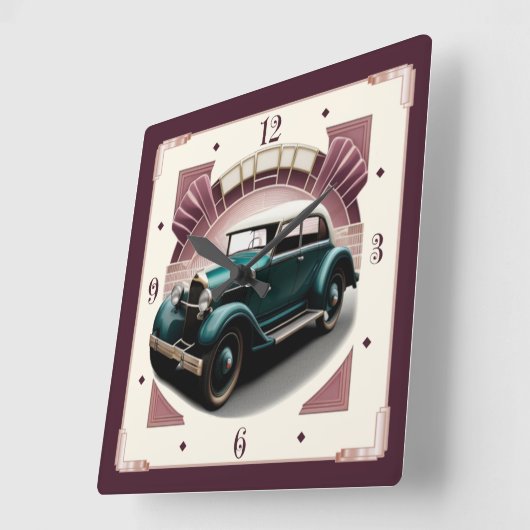 Art-Deco-Auto Quadratische Wanduhr (Winkel)