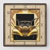 Art-Deco-Auto Quadratische Wanduhr (Vorderseite)