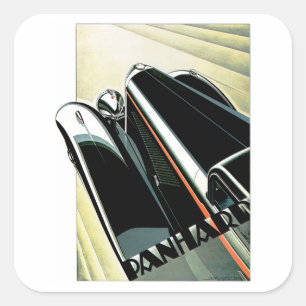 Art Deco Automobile Quadratischer Aufkleber