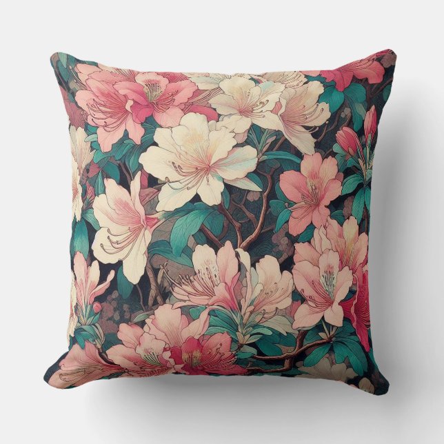 Art Deco Azalea Design Kissen (Vorderseite)