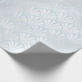 Art Deco Baby Blue Silver Gray Scales Seashells Geschenkpapier (Ecke)