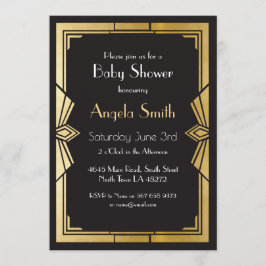 Art Deco Baby Shower Gatsby Black Invite 1920er Einladung