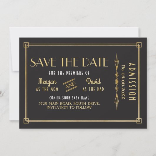 Art-Deco-Babydusche Gatsby der 1920er Jahre Save t Save The Date (Vorderseite)