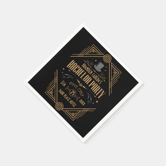 Art Deco Bachelor Party Speakeasy Gefallen Serviette (Ecke)