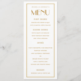 Art Deco Backer Gold Border Wedding Menu Karte