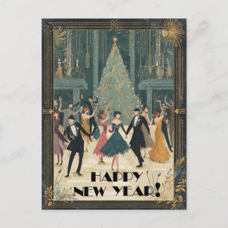Art Deco Ballsaal Tanz Frohes Neues Jahr Postkarte