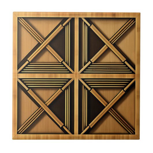 Art Deco Bamboo Geometrisches Tile Fliese (Vorderseite)