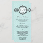 Art Deco Band Aqua Wedding Menü Menükarte (Vorne/Hinten)