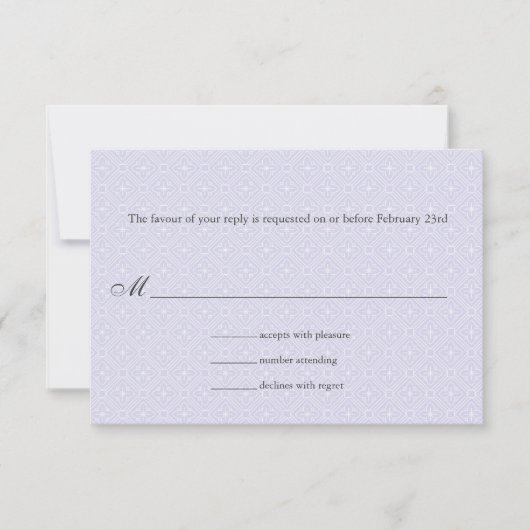Art Deco Band Lilac Wedding Response RSVP Karte (Vorderseite)