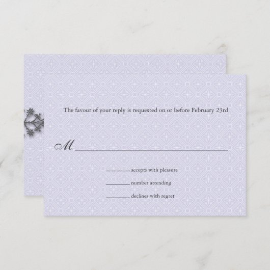 Art Deco Band Lilac Wedding Response RSVP Karte (Vorne/Hinten)