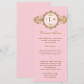 Art Deco Band Rosa Gold Wedding Menü Menükarte (Vorne/Hinten)