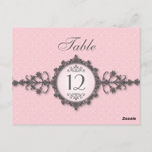 Art Deco Band Rosa Tischnummer Card (Rückseite)