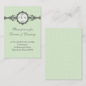 Art Deco Band Sage Wedding Reception Card Begleitkarte (Vorne/Hinten)