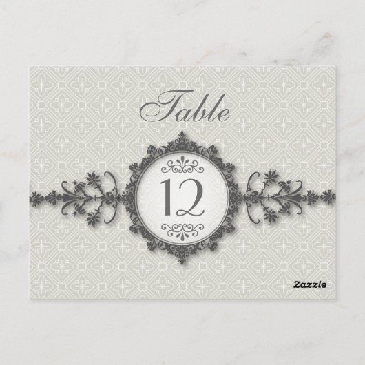 Art Deco Band Taupe Tischnummer Card (Rückseite)