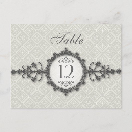 Art Deco Band Taupe Tischnummer Card (Vorderseite)