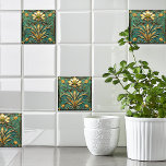 Art Deco Beautiful Lily Türkis Green Gold Fliese<br><div class="desc">Schöne Keramik mit einem Art Déco Design. Sehr hübsch Lily in Creme und Grün. #generativecontent</div>