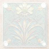 Art Deco Beautiful Lily Türkis Green Gold Glasuntersetzer (Rückseite)