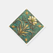 Art Deco Beautiful Lily Türkis Green Gold Serviette (Ecke)