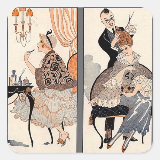Art Deco Beauty Quadratischer Aufkleber (Vorderseite)