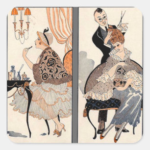 Art Deco Beauty Quadratischer Aufkleber