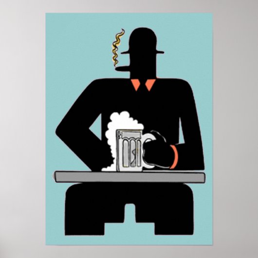 Art Deco Beer Drinker Poster (Vorne)